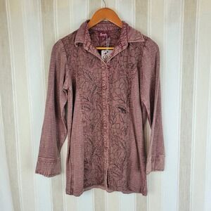 NEW Avani Del Amour Button‎ Down Shirt Blouse Mauve Size Small